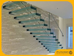 پله های دکوراتیو با نرده های شیشه ای - استپ متال